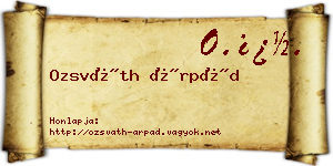 Ozsváth Árpád névjegykártya