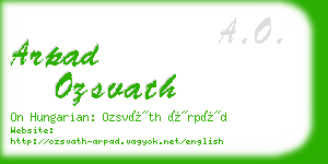 arpad ozsvath business card